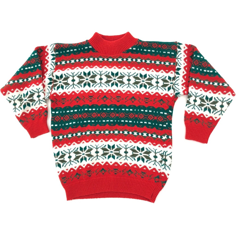 Vintage Christmas Sweater Holiday Festive Mock